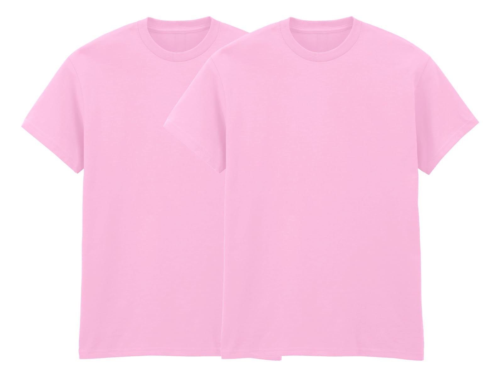 COOZO Pack of Unisex Heavy Cotton T-Shirts - 2 x Light Pink - M