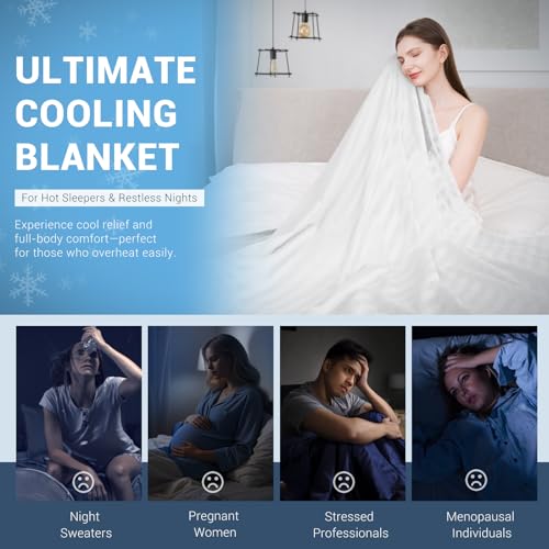 Elegear Revolutionary Cooling Blanket Twin, Absorbs Heat to Keep Body Cool for Night Sweats, Double Sided Arc-Chill3.0 Cool Fiber Q-Max>0.5, Lightweight Summer Cold Blankets Sleeping 59" x 79"