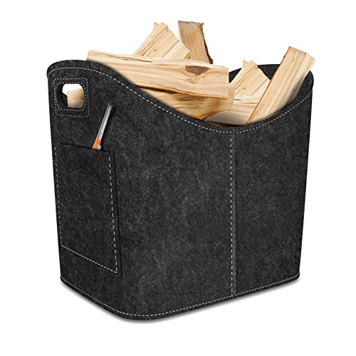 Kaminholzkorb, aifulo XL Groß Faltbar Holzkorb für Kaminholz, Multifunktional Holzkorb Filztasche mit Verstärktem Griff, Aufbewahrungstasche für Kaminholz, Brennholz Cover