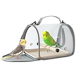 Vue Dégagée & Air Frais: Le grand filet résistant aux morsures et respirant de cette cage de transport pour oiseaux assure une excellente circulation de l'air. Observez votre perruche ou perroquet à travers la fenêtre transparente sans compromettre la sécurité.