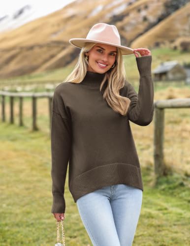 Image of Zeagoo Women's Turtleneck Sweater 2026 Fall Winter Chunky Knitted Pullover | High Low Hem Trendy Basic Jumper Top, Long Sleeve Casual Knit Pullover 2026, Fall Fashion Outfits, Winter Clothing for Women