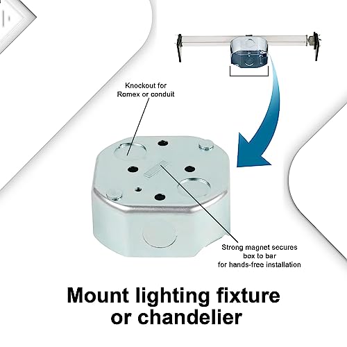 Ciata Ceiling Fan Mounting Bracket, Heavy Duty Metal Mounting Saf-T-Brace with Locking Teeth, 3 Teeth for Lock into Joist, Twist and Lock with 1-1/2 Inch Ceiling Fan Box Mount, Light Electrical Box