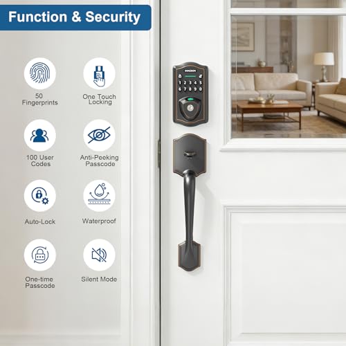 Image of Smart Deadbolt Door Lock with Keypad, Fingerprint Keyless Entry Door Lock, Electronic Keypad Deadbolt for Front Door, Biometric, Anti-Peeping Password, Auto Lock, Easy Installation