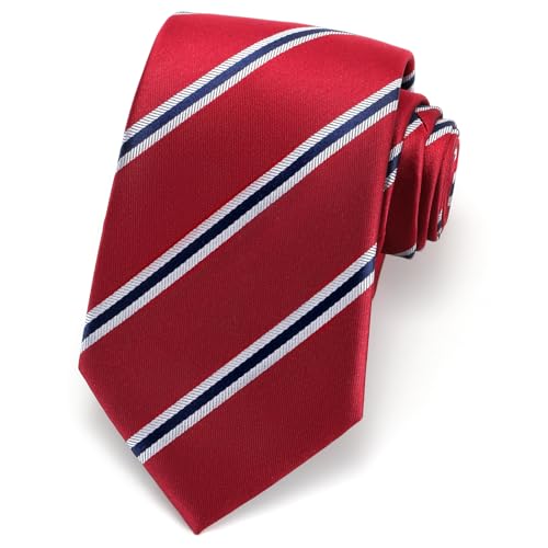 UETLRO Mens Burgundy Stripe Tie 3.15 (8CM) Classic Necktie Striped Ties For Men in Gift Box