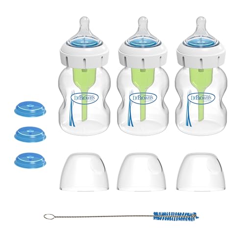 Dr. Brown's Medical Specialty Feeding System Wide-Neck Baby Bottles, Oral Feeding Solution for Preemies and Infants with Cleft Lip & Feeding Challenges, 5 oz/150 mL, 0m+ – 3-Pack