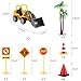 BBTO 14 Pcs Construction Party Decoration Supplies Set Include 6 Count Cone Shaped Molded Candles, 2 Construction Truck Decors, 1 Palm Tree with Coconut and 5 Barricade Set for Birthday Cake Toppers