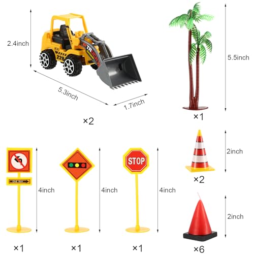14 Piece Construction Birthday Cake Topper Set with Truck and Cone Candles by BBTO - Used condition - Image 2
