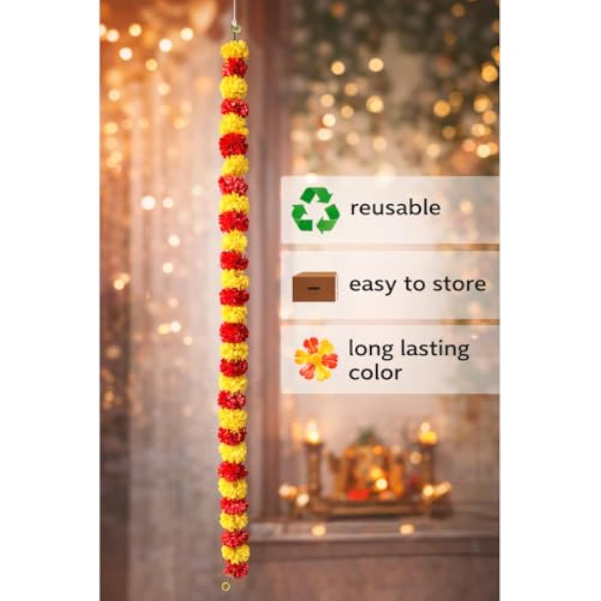 Artificial Marigold Fluffy Flower Garland for Decoration