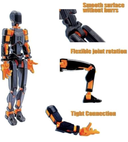Image of (Do it Yourself) Action Figure Toys,DIY Assembly Dummy 13 Action Figures,Articulated Joints Robot,Gift Idea for Teens & Adults for 14+ (Black Orange, Black Orange)