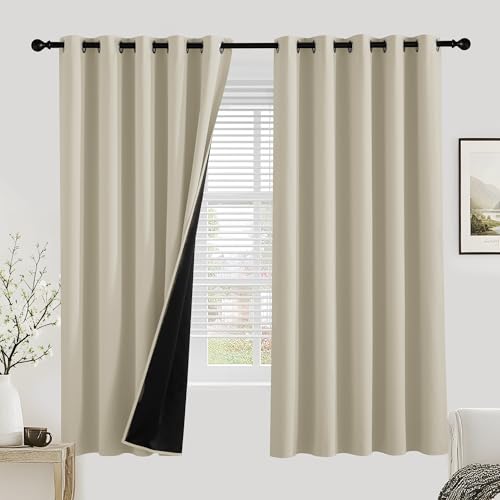 PONY DANCE 100% Blackout Eyelet Curtains, 2 Panels, 66" x 72", Light Beige