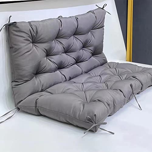 SEAHOME Waterproof Bench Cushion with Backrest, 2 or 3 Seat Swing Replacement Cushions Overstuffed for Garden Patio Furniture Loveseat Swing Outdoor Bench Cushions (59.1 * 39.4inch, Dark Gray) - Thumbnail 5