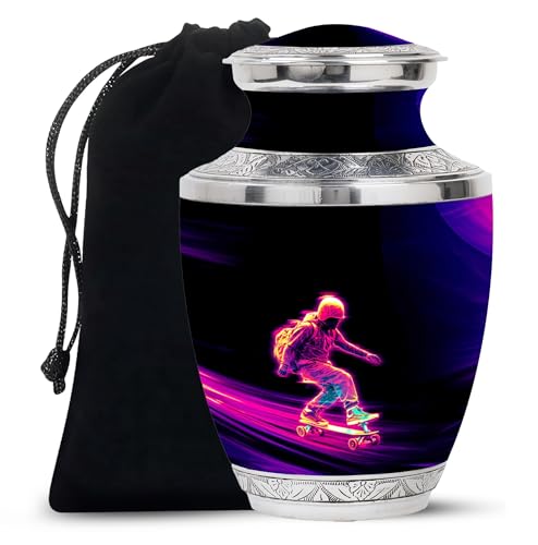 KARYLIZ Skateboard Urn for Human Ashes Adult Male, Large Capacity Decorative Urns, Memorial Urn for Ashes Adult Male, Cremation Funeral Burial Urns for Men, 10 Inch