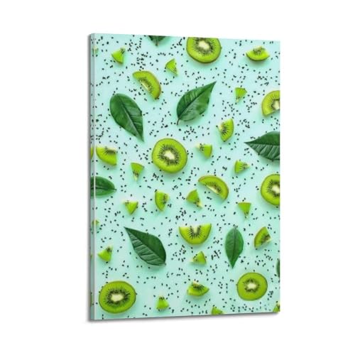Poster sur toile tranches de kiwis art mural de chambre 30x45cm cadre