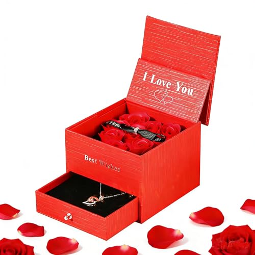 Rosas preservadas, caja de regalo de rosas preservadas, diseño de doble capa, declaración de amor, caja de joyería de 6 rosas para amante, día de San Valentín, aniversario, día de la madre, Navidad
