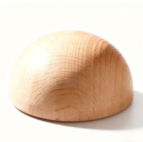VOLWCO Bolas de Media Esfera de Madera pequeñas de, Semibola de Haya, pequeñas Bolas de Madera Natural Media Dividida para Manualidades y proyectos de Bricolaje(Size:8cm（2pcs）)