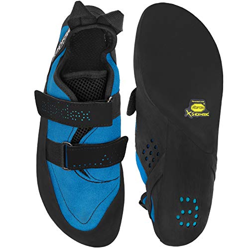 Foto von ALPIDEX Kletterschuhe für Damen und Herren mit Klettverschluss - asymmetrisch, mit Vorspannung - Größe:37