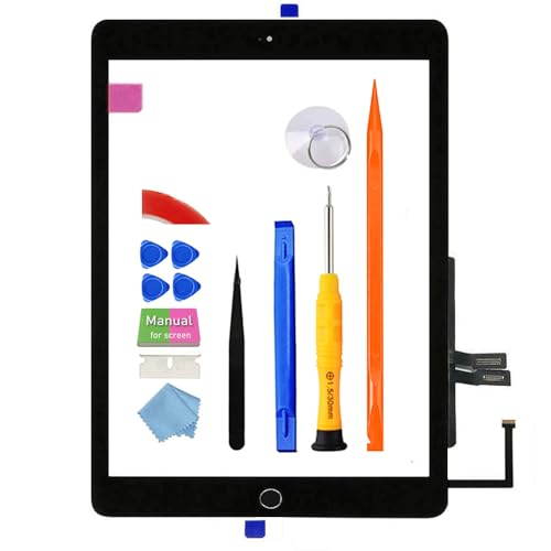 JPUNG A1893 A1954 Screen Replacement Kit for iPad 6 (6th Gen) Digitizer Touch Glass 6th Generation 9.7 inch 2018 with Home Button Full Repair Tools [Without LCD]