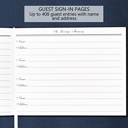 Image of Funeral Guest Book for Memorial Service in Loving Memory Guest Book for Funeral Guest Sign in Book (Book, Navy)