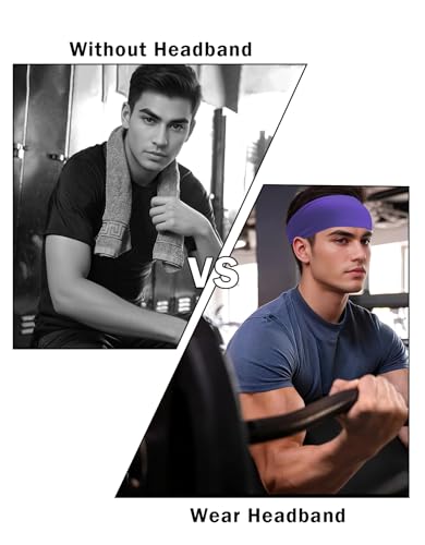 Image of Headbands for Men & Women, Sweat Headband Non-Slip Sweatband Sports Running Cycling Yoga Basketball Workout Football Training