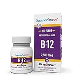Superior Source No Shot Vitamin B12 Methylcobalamin 2,500 mcg, Quick Dissolve MicroLingual Tablets, 90 Count, Active Form of B12, Supports Energy Production, Nervous System Support, Non-GMO
