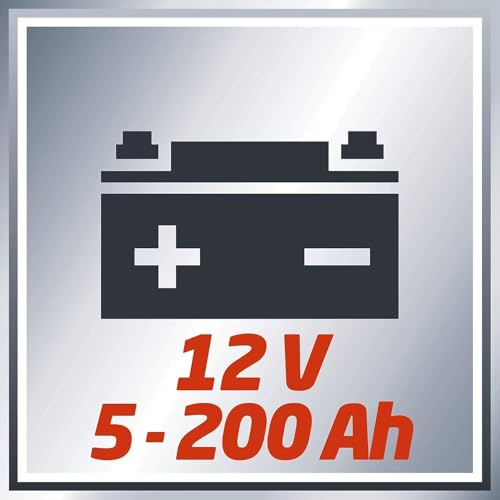 Einhell Batterie-Ladegerät CC-BC 10 E (12 V, f. Batterien von 5-200 Ah, Ladeelektronik, Stahlblechgehäuse, inkl. Ladeleitung m. Polzangen)