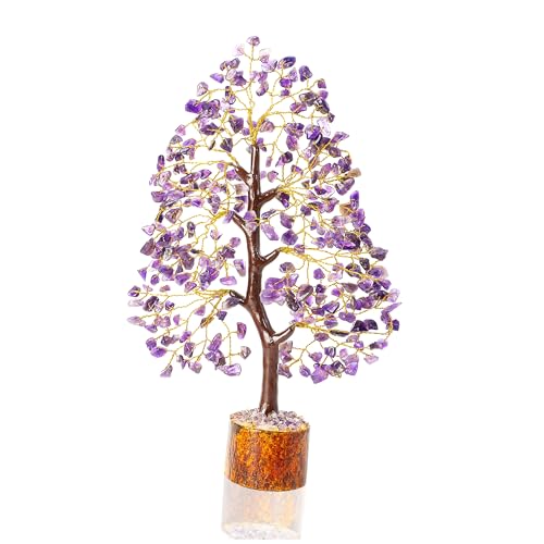 Image of Crocon Amethyst Crystal Tree of Life Spiritual Gemstone 10-12 inch | Birthday Gifts for Women, Sister Crystal Tree of Life for Handcrafted, Home Office Decor, Spiritual Gift for Mom & Men