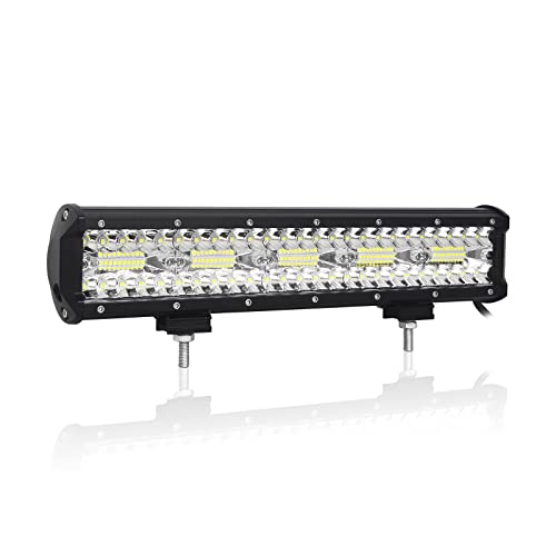 Willpower 38cm 17'' 300W Barre LED Faisceau de Spot et Inondation Étanche 12V 24V pour 4x4, Voiture, Camion, Tracteur, Quad, Véhicule, Bateau - Phare de...