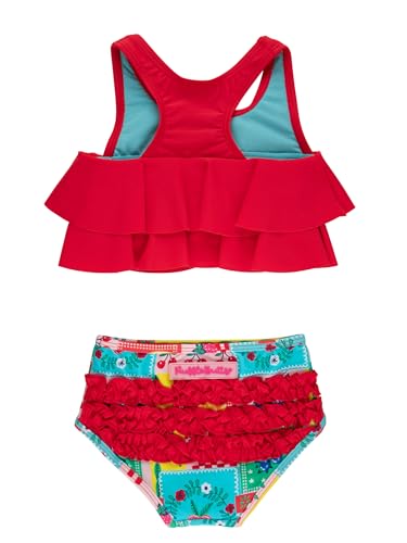 Image of RuffleButts Girls UPF50+ Sun Protection Flounce Bikini Two Piece Swimsuit