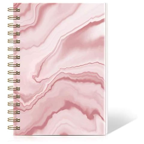 daolen Lined Spiral Journal Cute Notebook [ Hardcover ][ Marble Pattern ] [ A5 ] [ 100 gsm ] [ Ruled ] Premium Thick Paper 5.7"x8.25"- Pink Cover