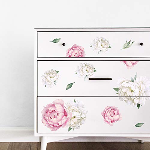 Peony Watercolor Wall Decals (Pink And White Watercolor) - Peony Decor Flowers Wall Decals #TOP3