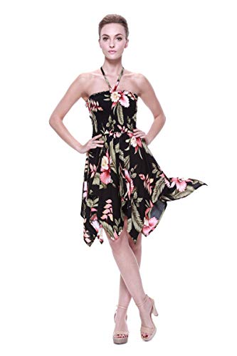 Image of Family Matching Hawaiian Clothes, Black Rafelsia | Lightweight 100% rayon • Family matching outfits • Beach vacations • Luaus • Cruises • Family photos