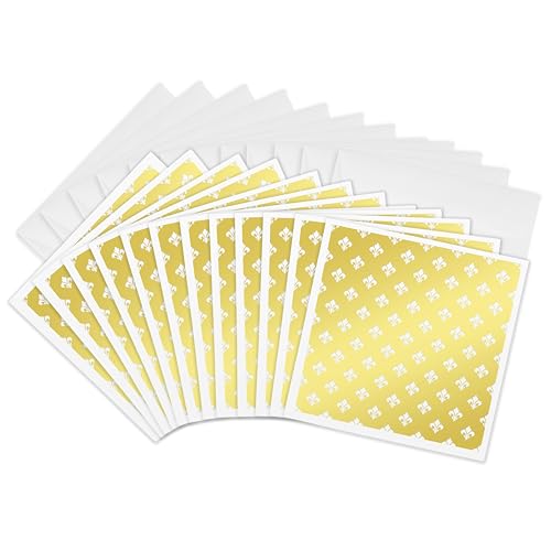 Cartes de vœux fleur de lys blanc et or 15x15 cm 3dRose lot de 12