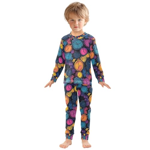 senya Colorful Alarm Clock Pajamas Set Long Sleeve Soft Cotton Sleepwear 2 Piece3