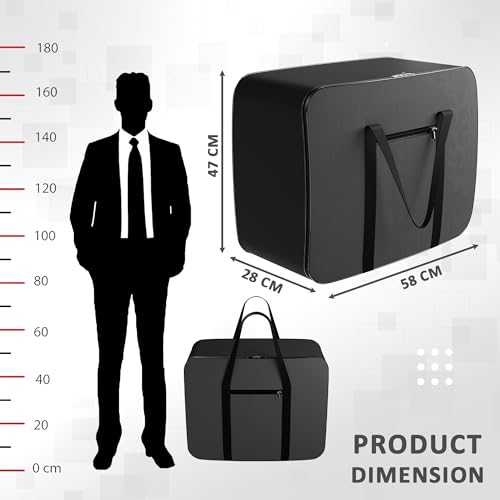 Image of Kuber Industries Storage Bag | Clothes Storage Bag | Rexine Underbed Storage Bag | Wardrobe Organizer for Blanket-Comforters | Foldable Attachi Bag with Handle | Black Patti | Large | Grey