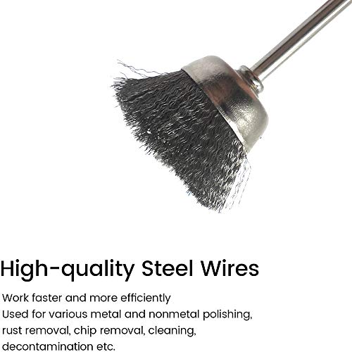Image of 10Pcs 1 inch Dia Stainless Steel Cup Shape Wire Brushes with 1 /8 inch Shank, Polishing Brush for Rotary Tools