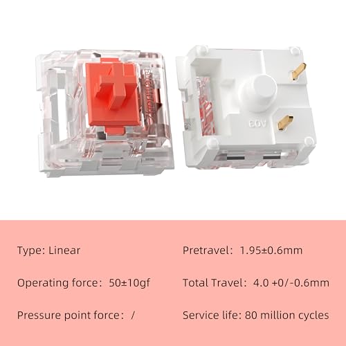 Image of Mechanical Gaming Keyboard Red Switches,3 Pin 50gf RGB SMT Linear Switch,Dustproof and Waterproof Switch (Red,108PCS)