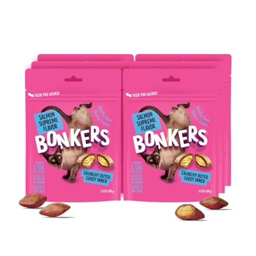 Bonkers Cat Treats Salmon Supreme Flavor 6.3 OZ, Cat Treats, Treats for Training, for All Breeds and Ages, Food Topper, Resealable Pouch (6 Pack)