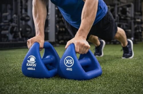 Image of Kakss 4BELL Multipurpose Gym Equipment 4-in-1 Dumbbell, Kettlebell, Push-Up Bar & Med Ball, Compact Home Workout Tool for Men & Women,(ONE PIECE) (4kg Blue)