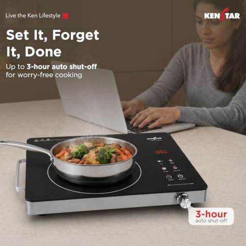 Image of Kenstar Infra LUMO 2000W Infrared Stove with 11 Power Levels, 4 Preset Modes, Toughened Glass Top and Timer Function Silver Black