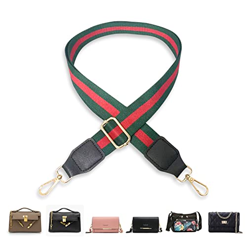 Bandoulière colorée pour Femme de 3,8 cm de Large, Accessoire de Transport réglable en Longueur, Accessoire de Bricolage pour Sac de 85 à 145 cm, bandoulière réglable, Sangles de Sac (Vert Rouge) Cover