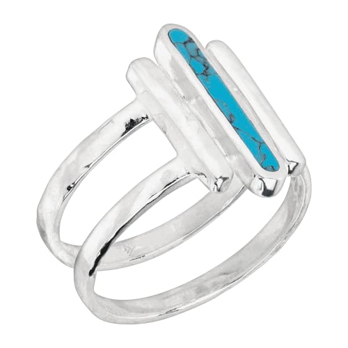 Silpada 'Strait To It' Compressed Turquoise Three-Bar Ring In Sterling Silver, Size 7, Size 7 #TOP1