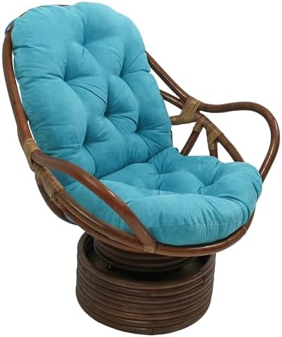 Blazing Needles,Polyester Microsuede Tufted High Back Chair Cushion, 1 Count (Pack of 1), Aqua Blue