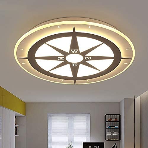 aoldsr Modern Style Compass Boys Room LED Ceiling Light Flush Ceiling Light Ultra-Thin - 20.5"",White for Living Room Hallway Kitchen Bedroom Neutral(