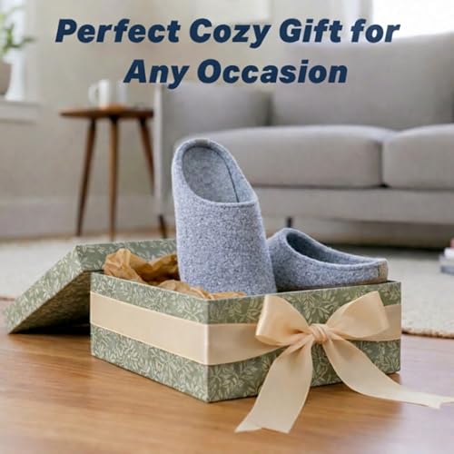 Image of Wool Felt Mule Slippers for Women & Men, Handmade 100% Natural Wool Backless House Shoes with Premium Suede Sole, Warm Breathable Indoor Slip-On