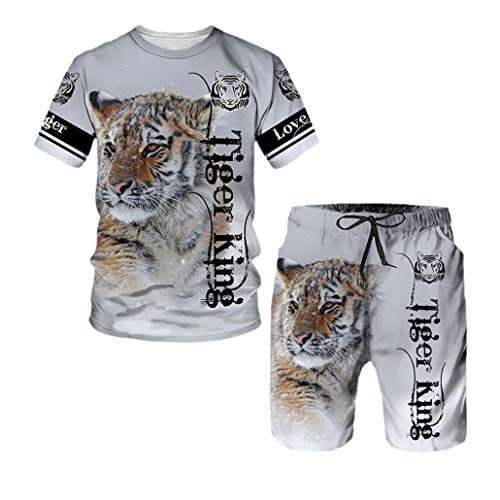 T-shirt et short Tigre 3D keusyoi ensemble décontracté pour vacances de plage