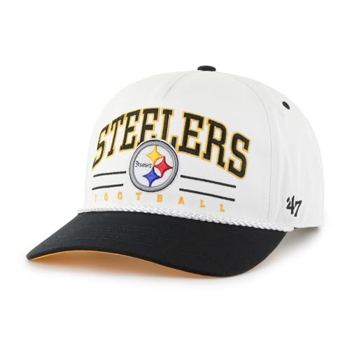 47 Men's White/Black Pittsburgh Steelers Roscoe Two-Toned Hitch Adjustable Hat