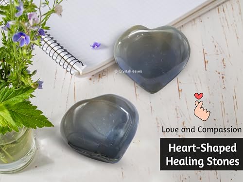 Image of Crystal Heaven Dendrite Agate Crystal Heart Palm Pebbles Stones For Anxiety Stress Relief Massage - Aaa Grade Original Healing Gemstone Agate Heart Palm Stone For Yoga Meditation Spiritual