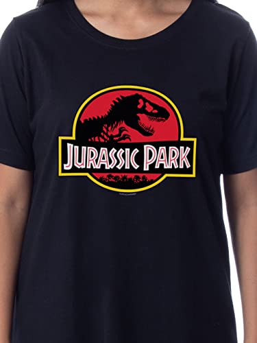 Camisa de pijama feminina Jurassic Park com o título do filme de dinossauro filme, Preto, XX-Large