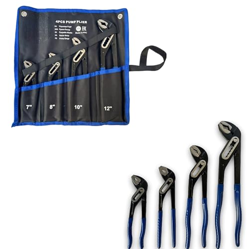 Set di 4 Pinze Regolabile Pinza a Pappagallo 175 200 250 300mm Pinze Regolabili Chiave a Pappagallo per Tubi e Dadi Con Impugnatura Ergonomica di Gomma