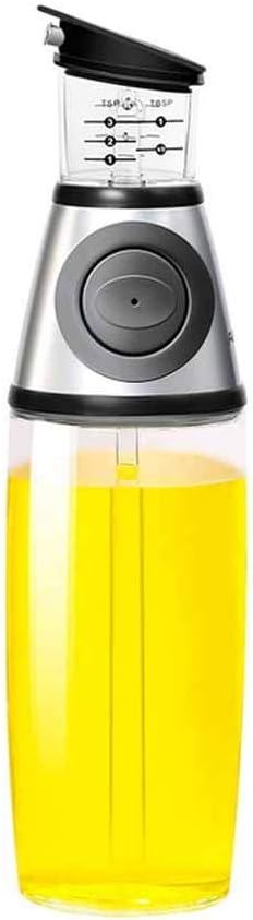 500ml Quantitative Press Oil Bottle Dispenser Measurable Glass Seasoning Container for Kitchen Cooking Tools(E,Small)